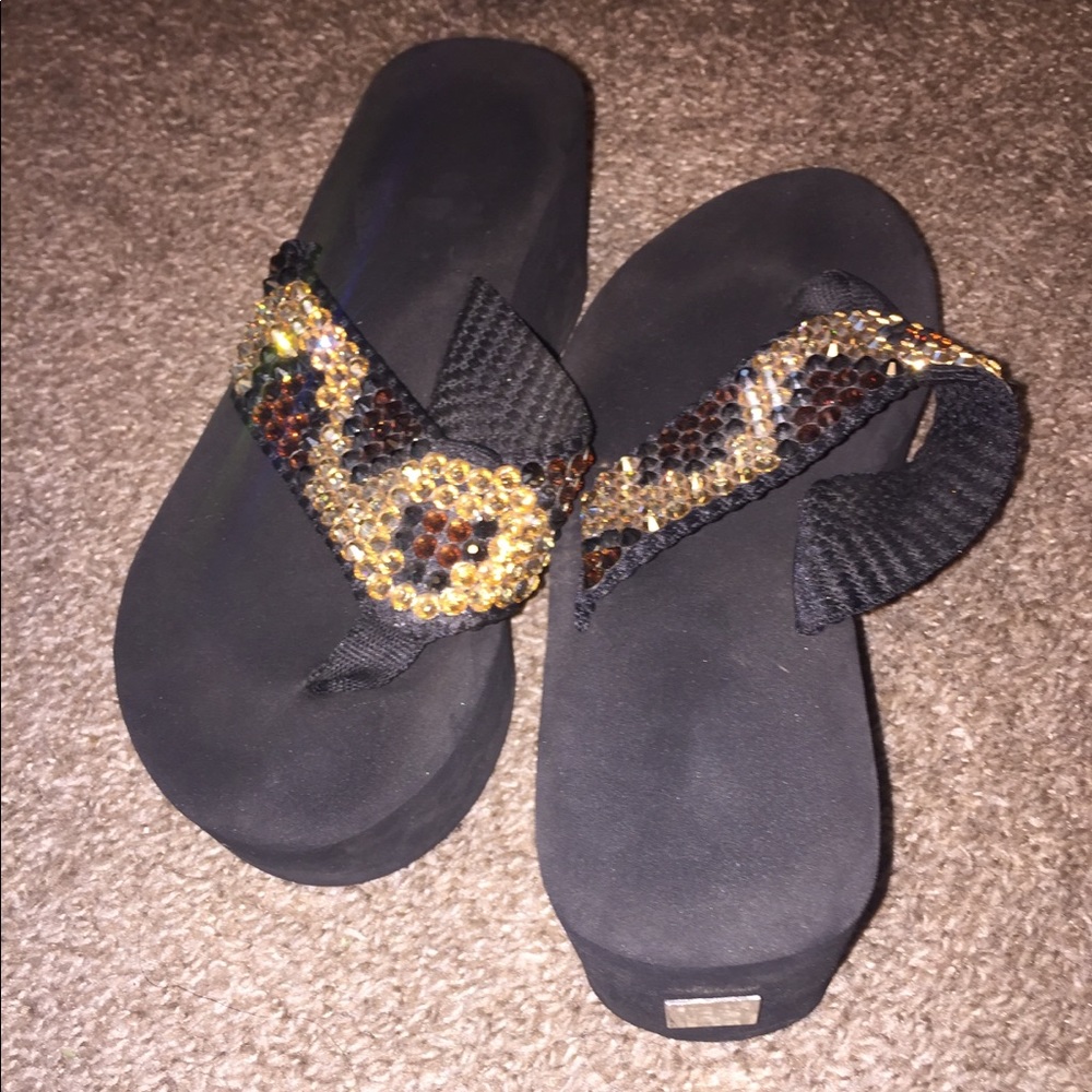 Swarovski crystal platform sandals leopard